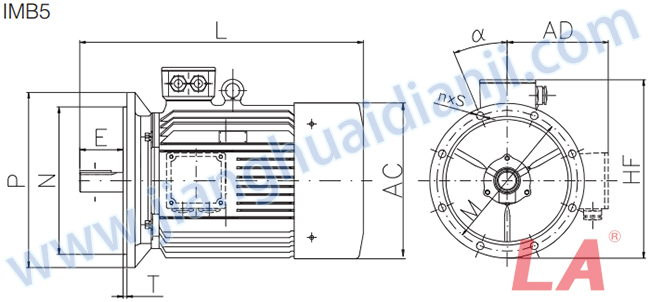 JHM系列變頻調(diào)速三相異步電動(dòng)機(jī)外形及安裝尺寸圖 - 六安江淮電機(jī)有限公司