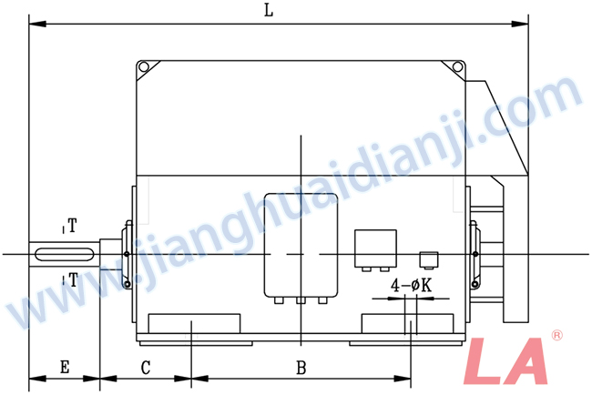 YHP系列磨煤機用高壓三相異步電動機安裝尺寸圖(IP54、IP55 10KV) - 六安江淮電機有限公司