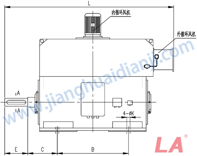 YMPS系列磨煤機(jī)用高壓三相異步電動(dòng)機(jī)安裝尺寸圖(IP54、IP55 6KV) - 六安江淮電機(jī)有限公司