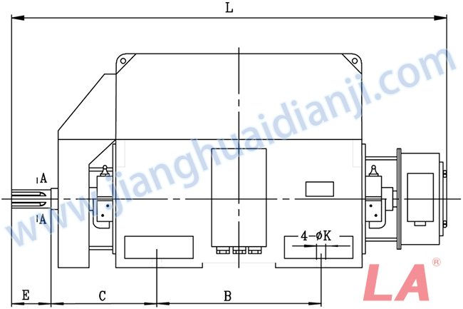 YRKK系列大型高壓三相異步電動機外形及安裝尺寸圖(YRKK710-800 IP44、IP54、IP55) - 六安江淮電機有限公司